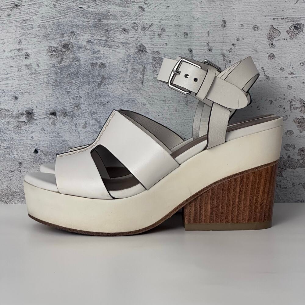 HERMÈS Opaline Leather Slingback Sandals - White, Brown - Picture 1 of 11